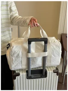 Bolsa de viaje con tira para maleta, bolsa fin de semana lisa casual para mujer y hombre.