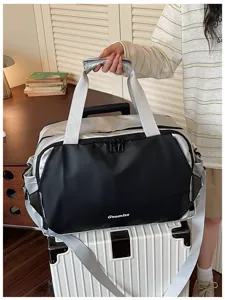 Fashion colorblock travel duffel bag large capacity waterproof gym weekend luggage bag for women