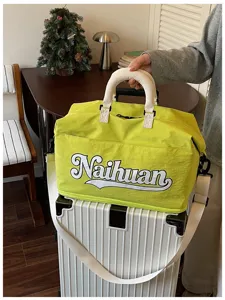 Bolsa de viaje amarilla verde weekender maleta de mano con correa para deporte y ocio