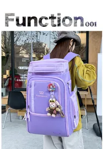 Large capacity travel backpack in purple for outdoor sports, hiking, and daily commuter use.