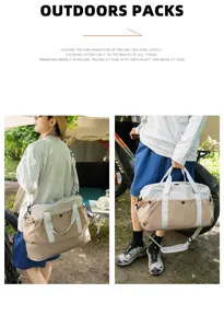 Two-tone canvas travel duffel bag outdoor camping sports luggage bag for men