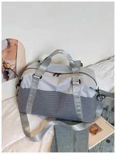 Reisetasche Sporttasche Damen Herren Wochenende Handgepäck Schultergurt Tasche grau.