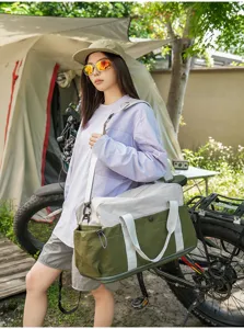 Outdoor travel duffel bag colorblocked shoulder camping hiking storage luggage bag casual style