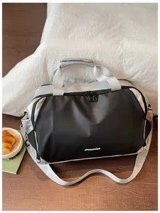 Two-tone travel duffel bag stylish fitness sports shoulder bag for casual commute daily use