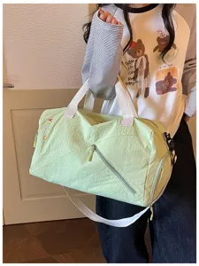 Bolso de viaje verde claro con correa para el hombro, bolsa deportiva y de fitness informal