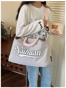 Elegante bolsa de viaje con estampado de letras bolso de hombro casual para el transporte diario