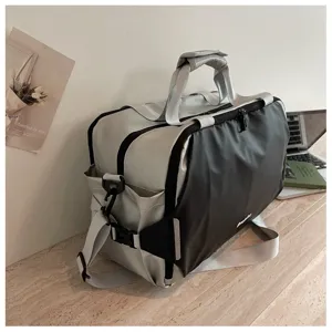 Fashion colorblock travel duffel bag waterproof gym shoulder bag casual commuter luggage
