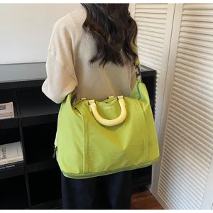Large capacity travel duffel bag green fitness shoulder bag lightweight sports gym bag