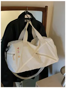 Bolso de viaje informal blanco gran capacidad bolsa de hombro para deporte fitness