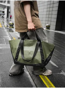 Large capacity outdoor travel tote bag business commute luggage handbag waterproof green
