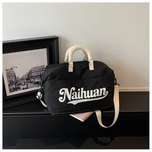 Bolso de viaje elegante con letras bolsa de hombro con estilo para desplazamientos y pernoctar.