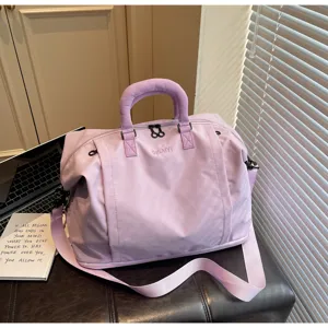 Large capacity travel duffel bag light purple weekender bag with shoulder strap for women