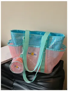 Mesh beach bag travel storage handbag for swimming fitness sports waterproof large capacity tote bag
