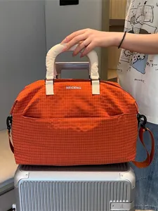 Fashion Plaid Travel Duffel Bag Large Capacity Gym Bag Waterproof Oxford Cloth Weekender Bag With Wet Dry Separation