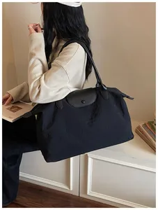 Große kapazität schwarze nylon reisetasche leichte freizeit schultertasche handtasche