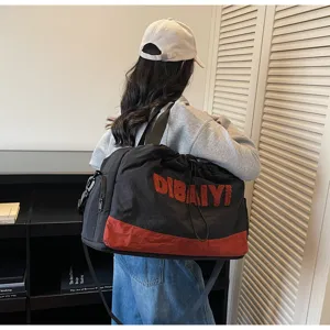 Stylish casual travel duffel bag with contrast color design and spacious interior for daily.