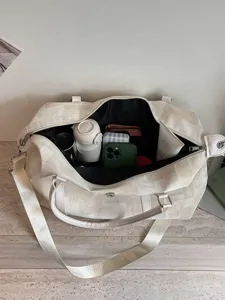 Canvas travel duffel bag large capacity shoulder weekender bag with adjustable strap