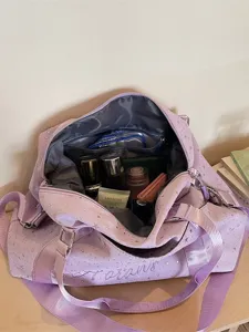 Purple star print travel duffel bag large capacity weekend gym bag overnight shoulder bag