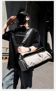 Stylish large capacity travel duffel bag, multifunctional waterproof shoulder bag for daily commute.