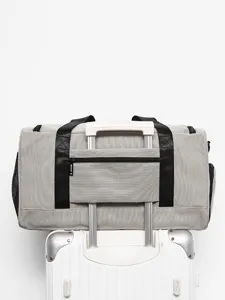 Grey travel duffel bag weekender gym bag with luggage sleeve for daily business commute use