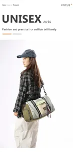Large capacity travel duffel bag for short trips, gym, sports, and yoga use with shoulder strap.