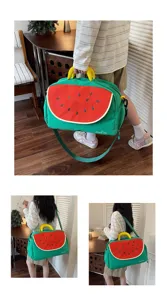 Carina borsa da viaggio in tela con ricamo di anguria, grande capienza per yoga e vacanze.