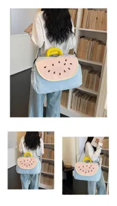 Borsa da viaggio con ricamo di anguria grande capacità per donne e ragazze alla moda.