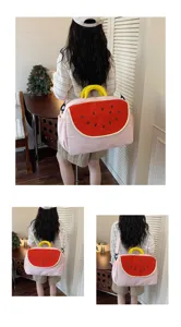 Borsa a tracolla da viaggio in tela con design anguria, borsa a spalla grande capacità per donne.