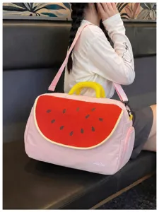 Borsa da viaggio carina con design di anguria, grande capacità, borsa a tracolla rosa da donna.