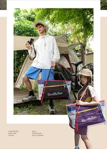 Outdoor sports drawstring travel bag with multi warehouse space design for hiking and cycling.