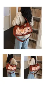 Large capacity sports fitness travel shoulder bag with elastic cord design for outdoor daily use.