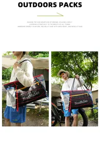 Outdoor sports travel bag with drawstring, versatile large capacity luggage tote for hiking cycling.