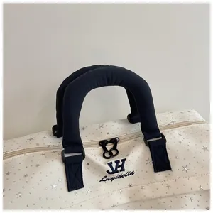 Canvas travel duffel bag with star print, large capacity weekend overnight bag for gym sport.