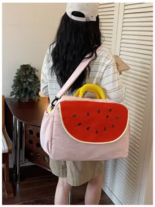 Carina borsa a tracolla da viaggio in tela anguria grande capacità borsa weekend casual