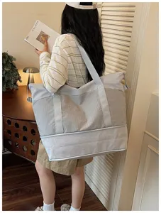 Large capacity expandable travel bag gym duffel bag casual shoulder tote for women outdoor
