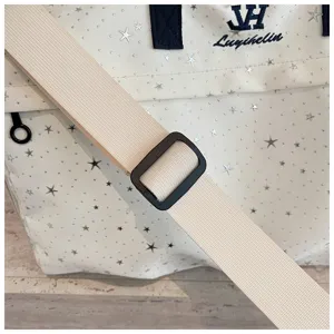 Detail view of travel shoulder bag with star pattern and wide adjustable strap for sports.
