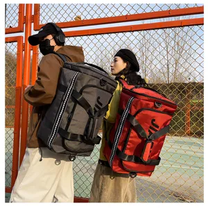 Detail view of large capacity waterproof travel backpack, great for sports and short trips.