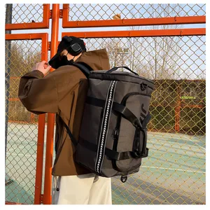Large capacity grey travel duffel backpack multifunctional waterproof sports luggage bag