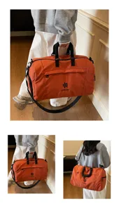 Large capacity solid color travel bag with handles and strap for sports, gym, and trips.