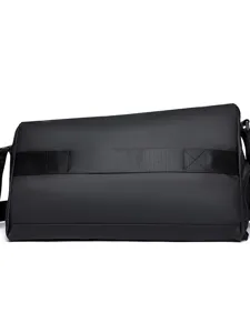 Black travel duffel bag large capacity sports gym shoulder bag for business commuter.