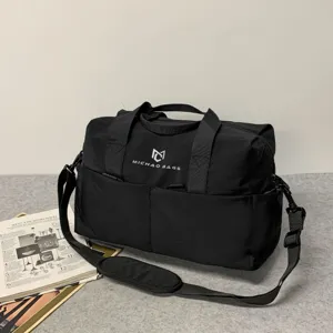 Black travel duffel bag outdoor fitness sports handbag shoulder crossbody durable chic