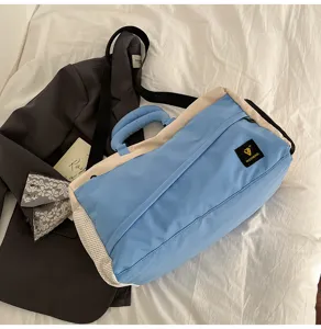 Colorblock travel duffel bag soft casual shoulder bag for commuting fitness hiking use