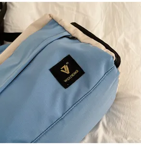 Colorblock travel duffel bag soft cotton shoulder bag for commute gym fitness sports