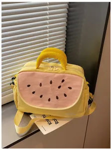 Borsa da viaggio con ricamo anguria, grande borsa a tracolla in tela per uso quotidiano.