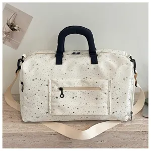 Large capacity travel duffel bag featuring a stylish star pattern, ideal for fitness and daily use.