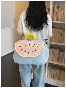 Borsa da viaggio ricamo anguria carino grande capacità borsa yoga fitness tracolla