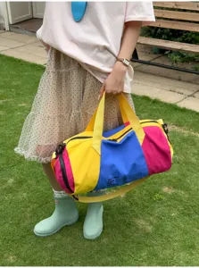 Borsone colorblock da viaggio borsa sportiva donna fitness impermeabile per uso quotidiano