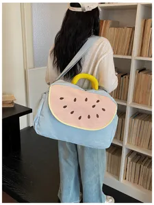 Borsa da viaggio carina con ricamo anguria grande capacità per palestra e vacanze.