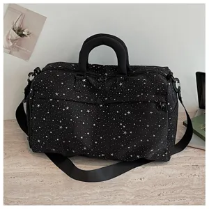 Large capacity star print travel duffel bag waterproof gym bag unisex overnight luggage