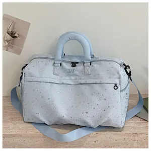 Large capacity travel duffel bag with star pattern, lightweight fitness shoulder bag.